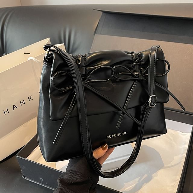 Leather Bag Shoulder Faux Bow