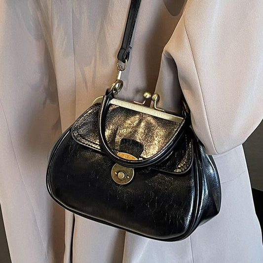 Bag Crossbody Leather Faux Clasped