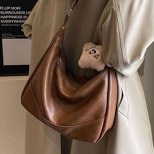 Shoulder Leather Faux Bag Plain