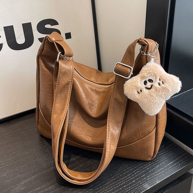 Shoulder Leather Faux Bag Plain