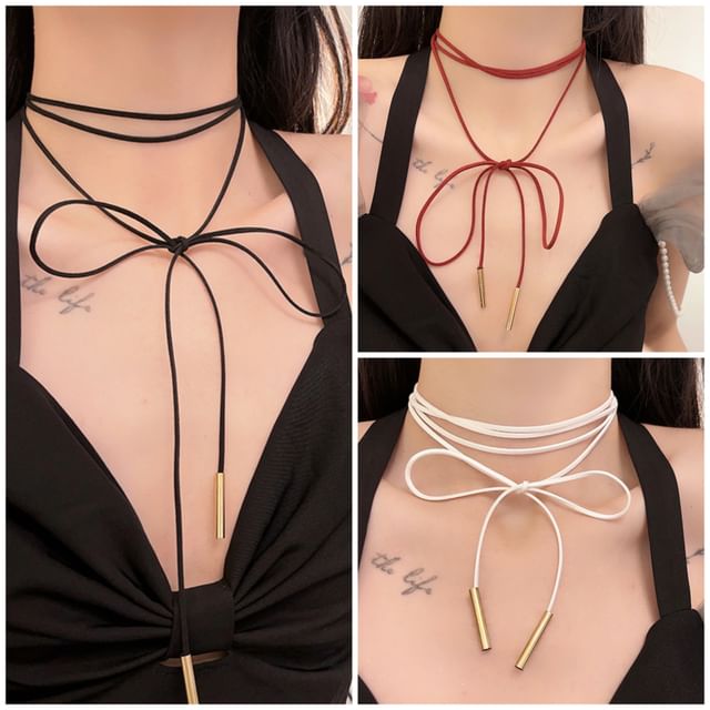 Bow String Layered Necklace