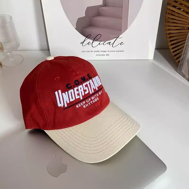 Lettering Panel Cap Embroidered Color Baseball