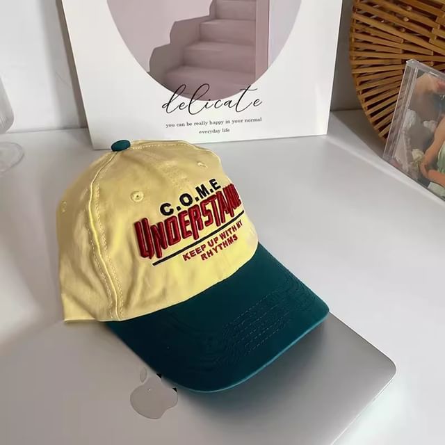 Lettering Panel Cap Embroidered Color Baseball