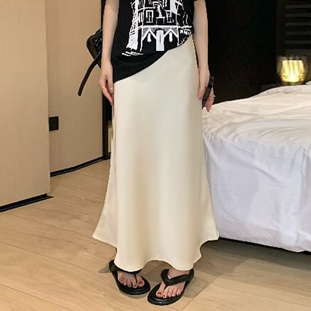 Satin Mermaid Maxi Skirt with High Waist