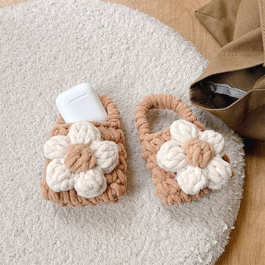 Floral Earphone Knit Case Pouch