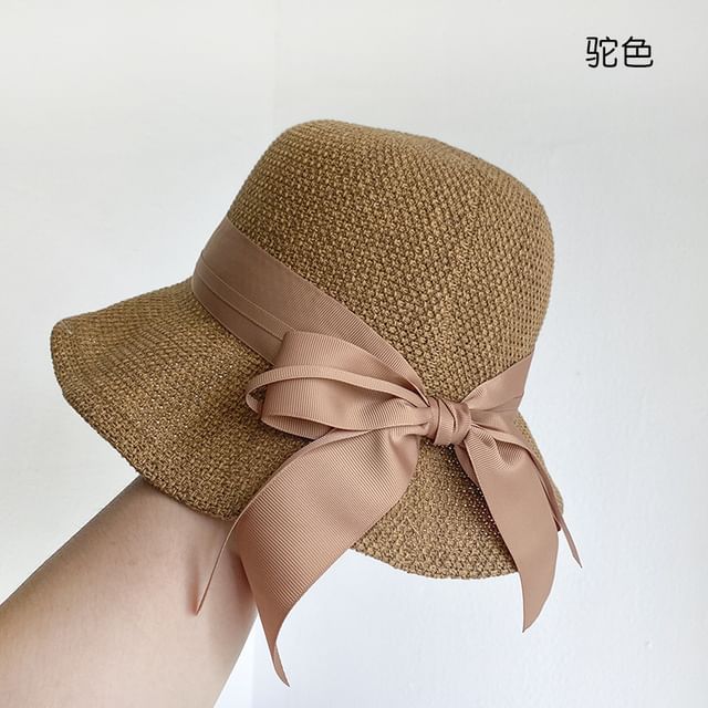 Bucket Ribbon Cotton Linen Hat