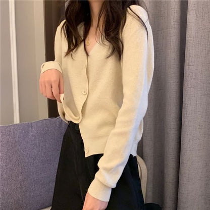 V-Neck Plain Cardigan