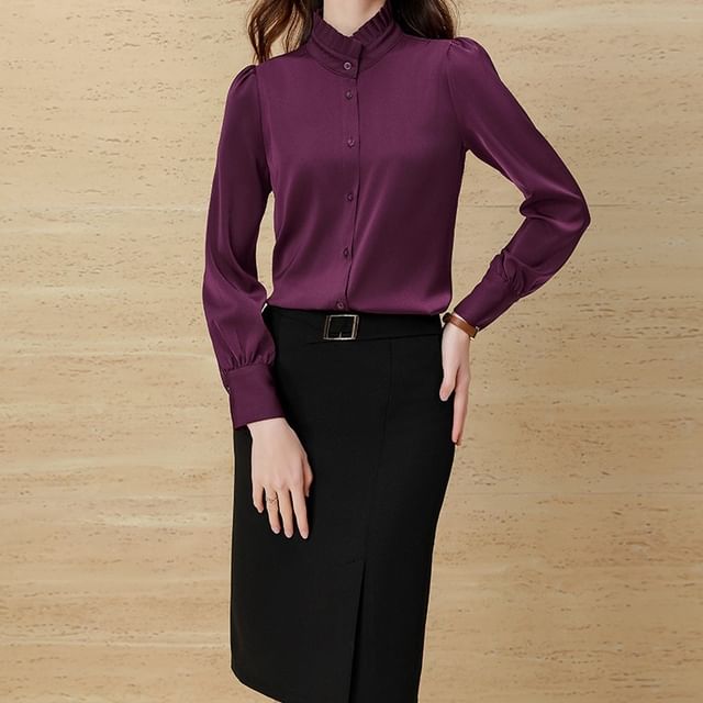 Long-Sleeve Shirt Set with Skirt