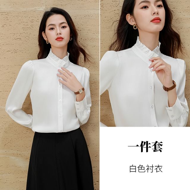 Long-Sleeve Shirt Set with Skirt