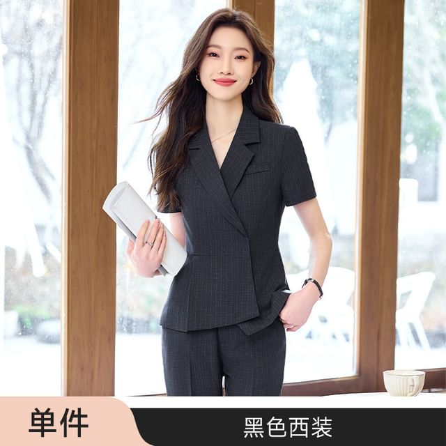 Asymmetrical Blazer Set with Pants and Skirt