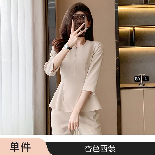 Peplum Blouse Set with Pants and Skirt