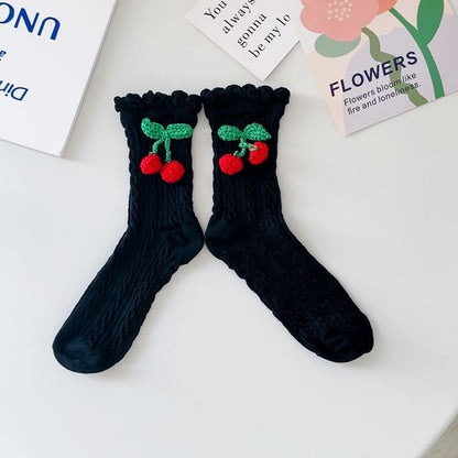 Cherry Crochet Short Socks