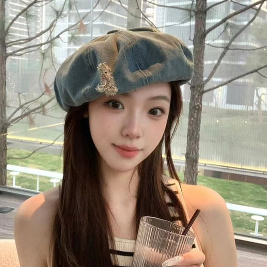 Distressed Beret Denim