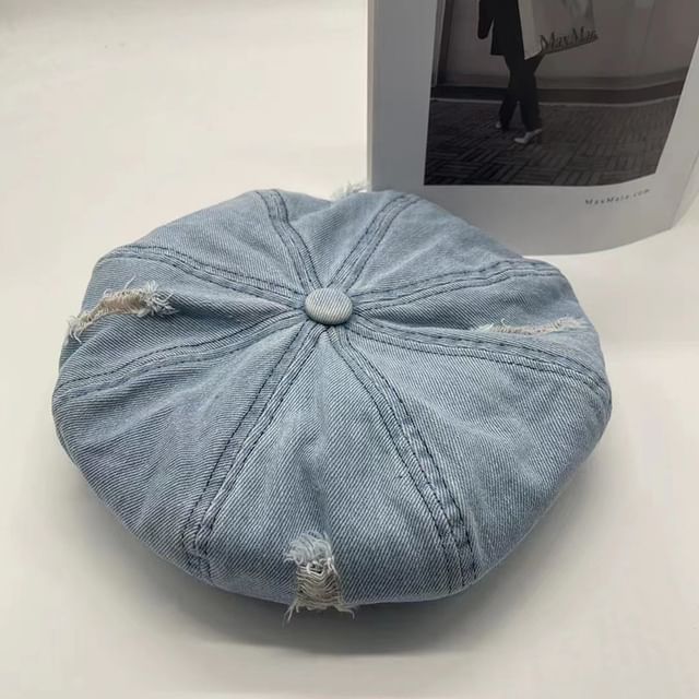 Distressed Beret Denim