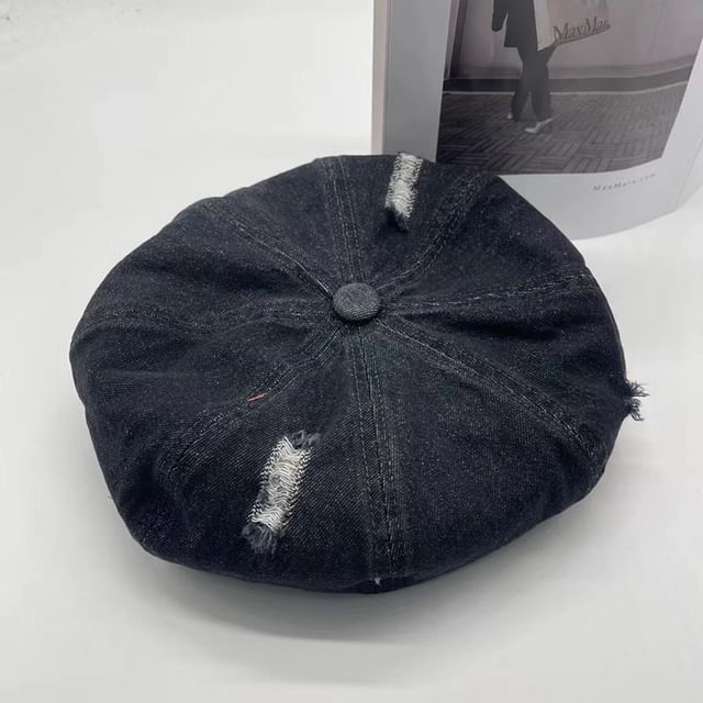 Distressed Beret Denim