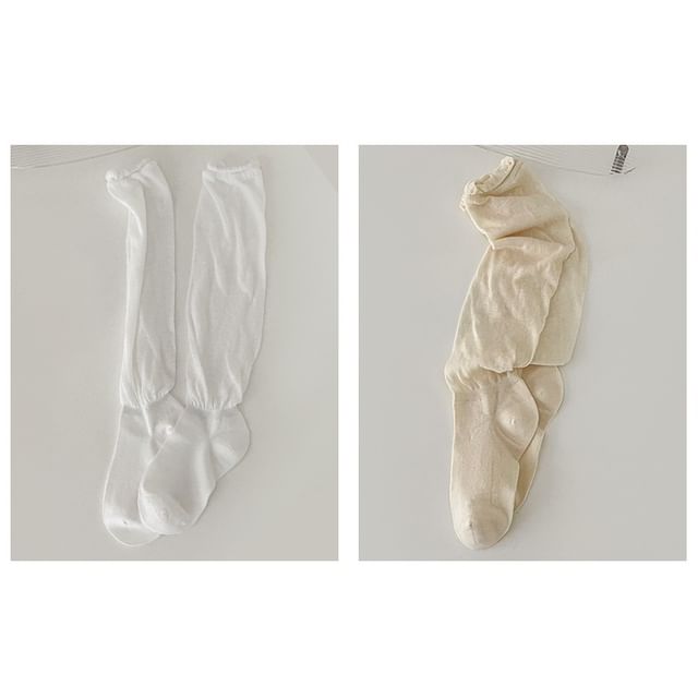 Set of 2 Pairs: Plain Shirred Socks