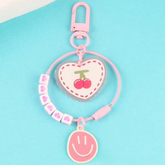 Heart Smiley Acrylic Bag Charm Keyring (Various Designs)