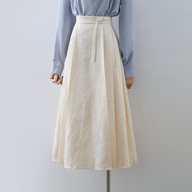 Plain A-Line Midi Skirt with Mid Rise
