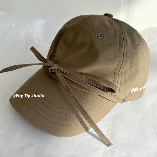 Cap Accent Lettering Bow Baseball Embroidered