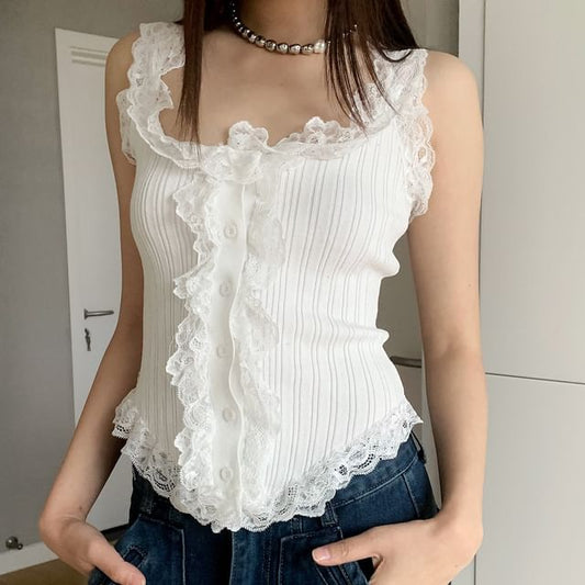 Lace-Trim Tank Top