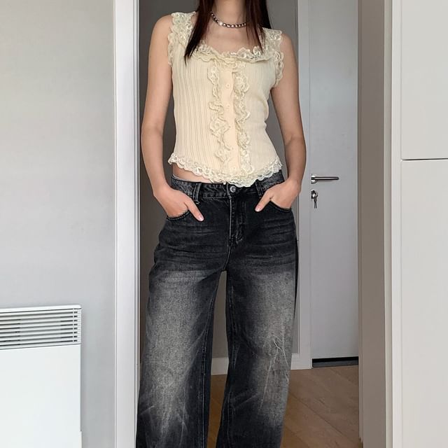 Lace-Trim Tank Top