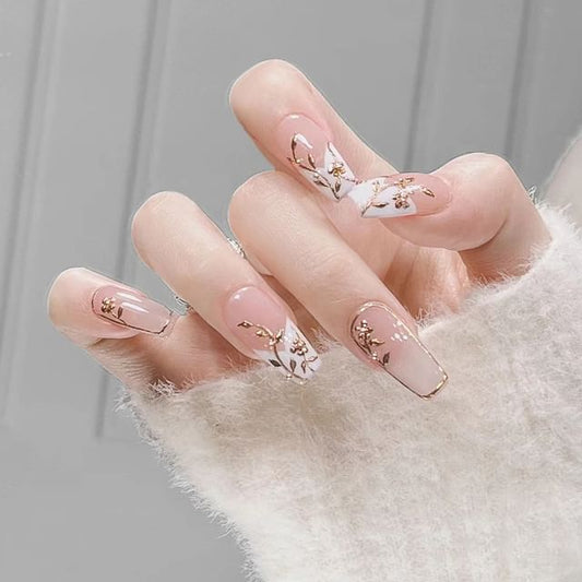 Floral Metallic Press On Nail