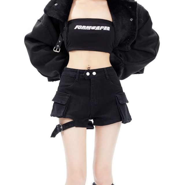 Mid Rise Plain Denim Hot Pants