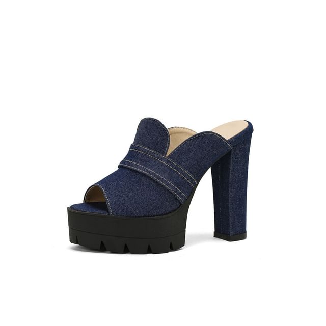 Chunky Sandals Washed Heel Denim