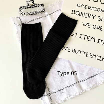 Striped Socks / Plain Socks / Contrast Trim Socks