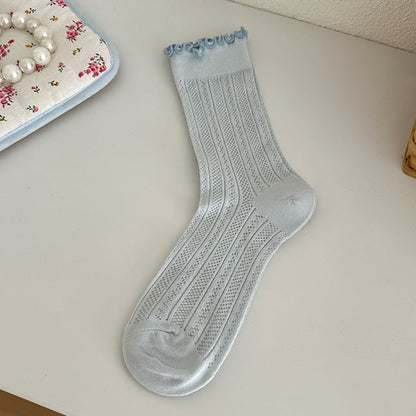 Plain Lettuce Edge Perforated Socks