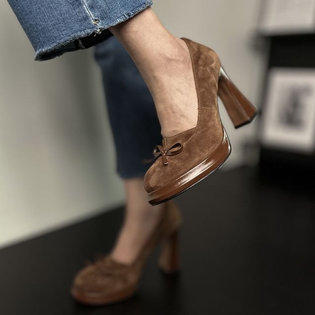 Bow Pumps Heel Chunky