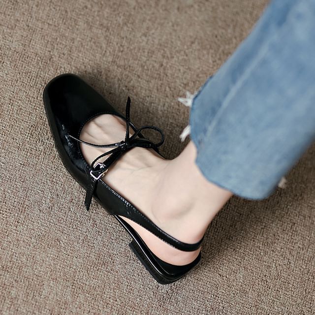 Sandals Bow Slingback Chunky Heel