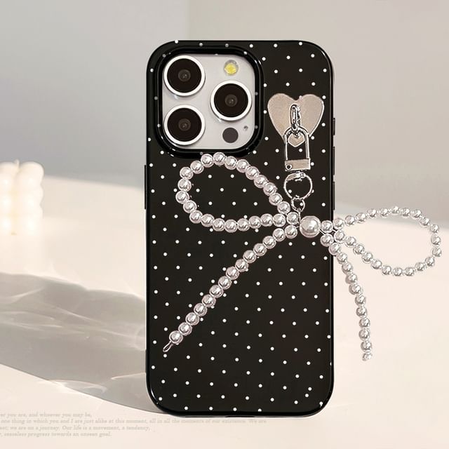 Bow Dotted Case Phone Charm