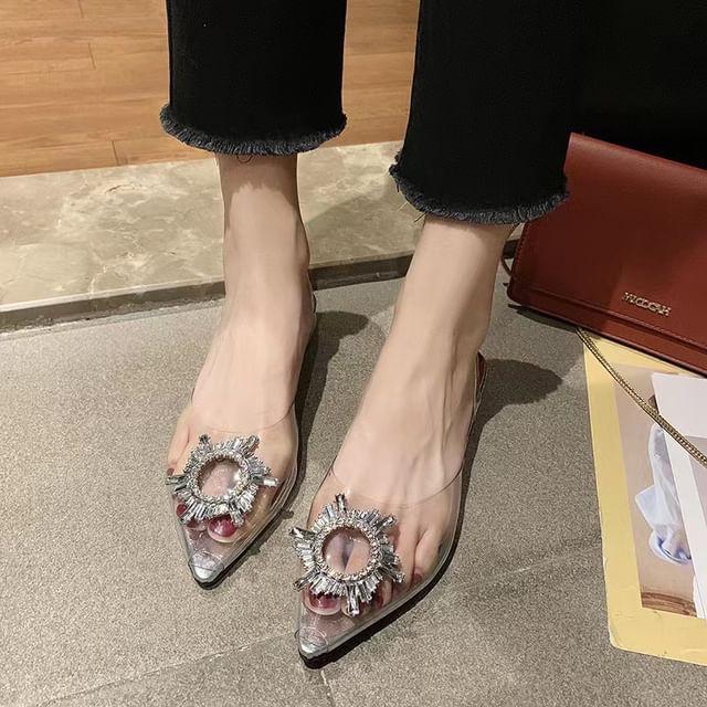 Low Pointed PVC Heel Mules
