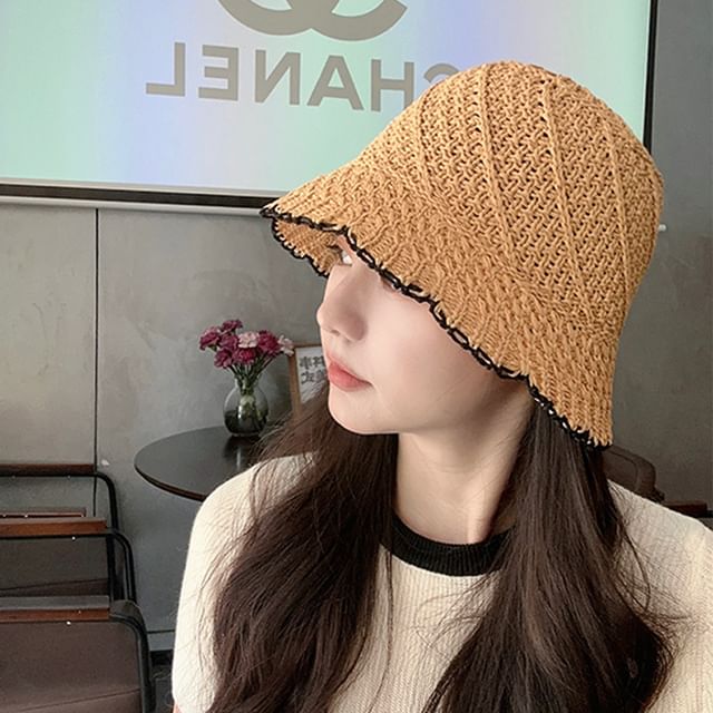 Hat Woven Trim Contrast Bucket