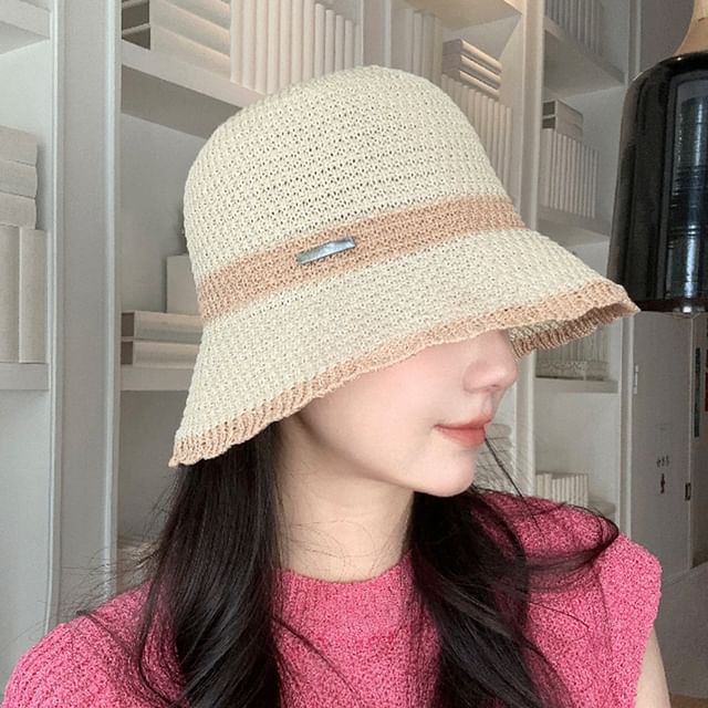 Woven Bucket Contrast Trim Hat
