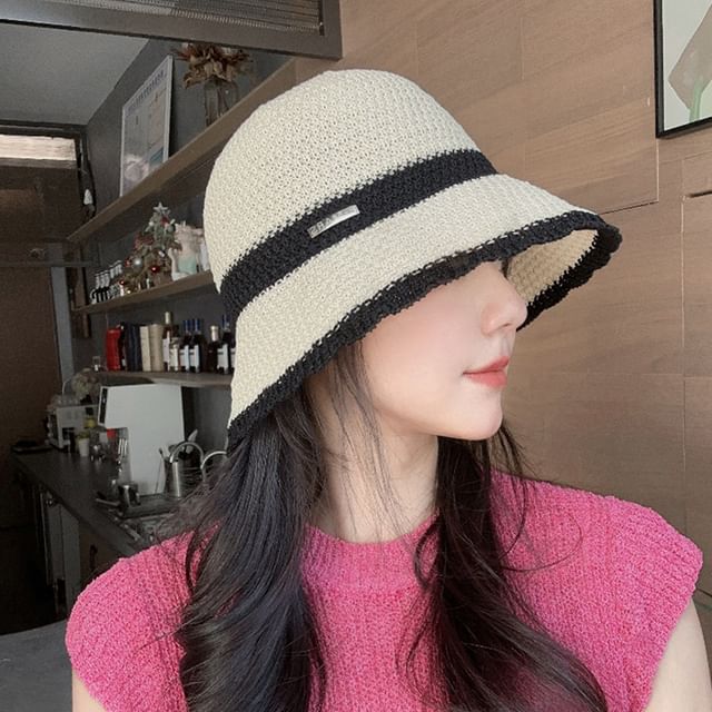 Woven Bucket Contrast Trim Hat