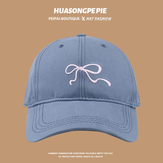Embroidered Baseball Cap Bow