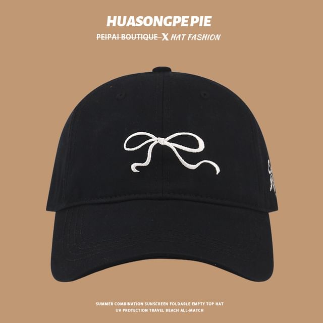Embroidered Baseball Cap Bow