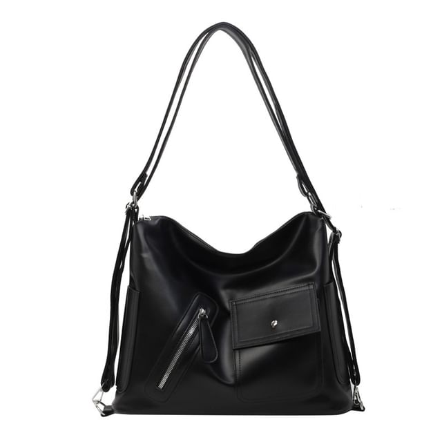 Multi-Pocket Bag Faux Tote Leather