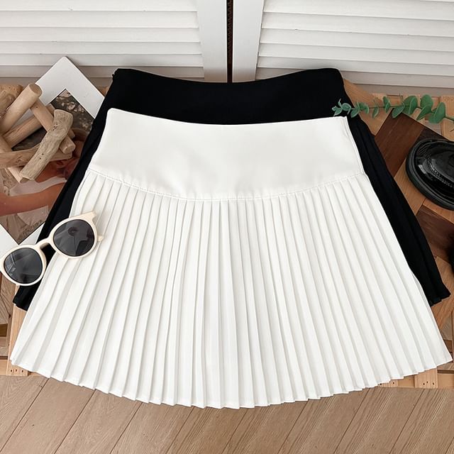 Accordion Pleated A-Line Mini Skirt with High Waist