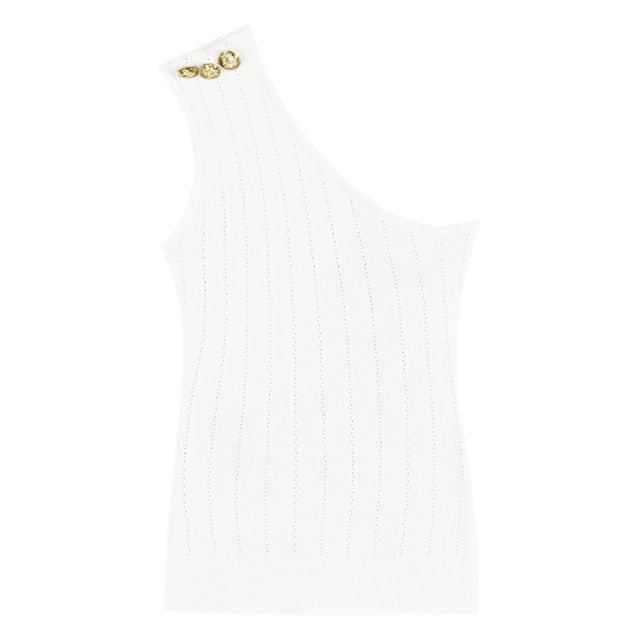 Plain Top One-Shoulder Knit Tank