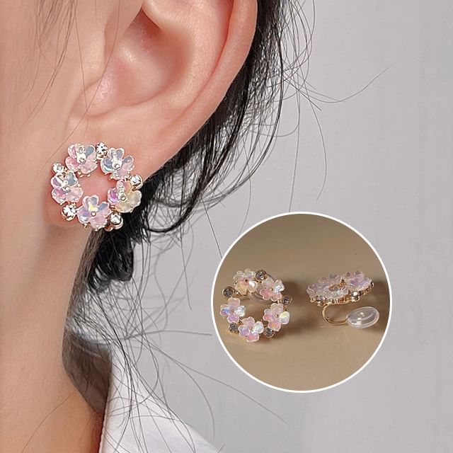 Earring Floral Alloy Hoop