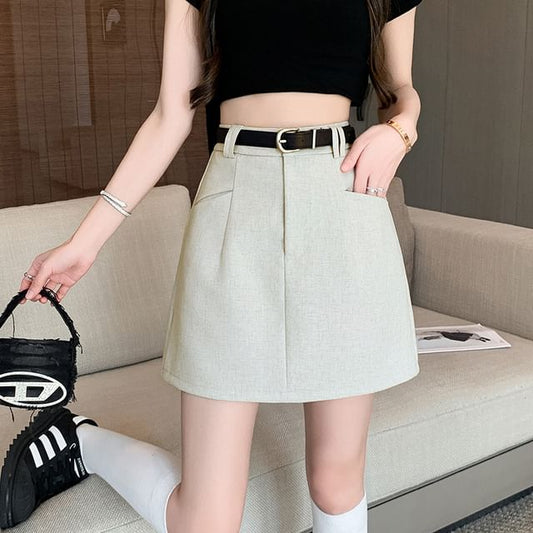 High-Waist Plain A-Line Skirt