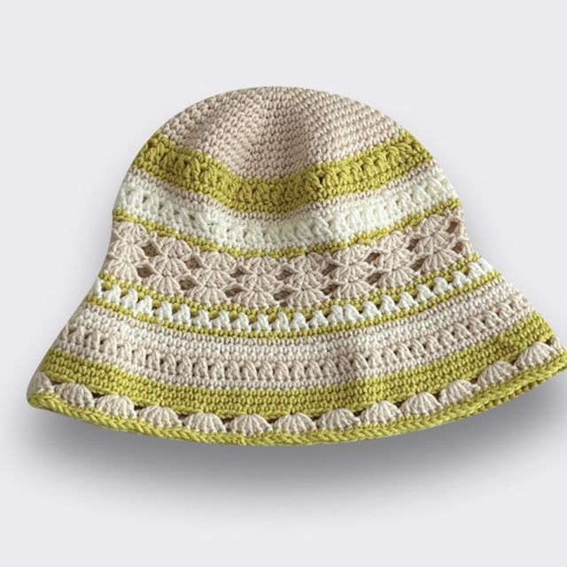 Hat Striped Bucket Knit