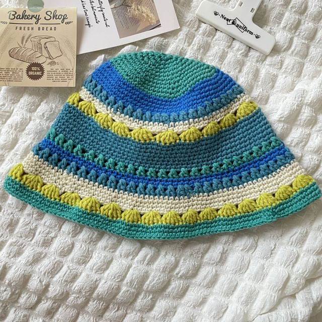 Hat Striped Bucket Knit