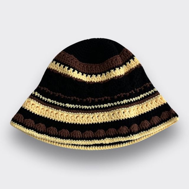 Hat Striped Bucket Knit