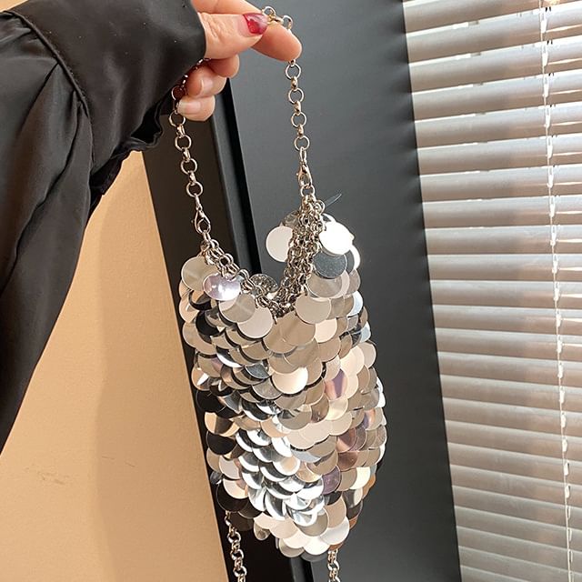 Strap Crossbody Chain Sequin Bag