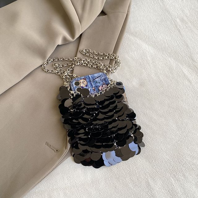 Strap Crossbody Chain Sequin Bag