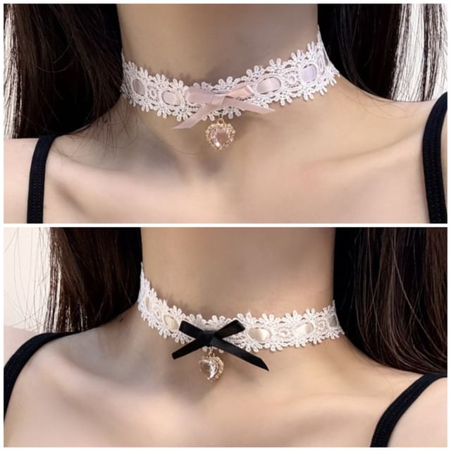 Lace Choker Rhinestone